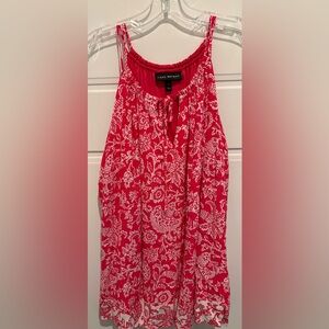 Lane Bryant Red and White Floral Blouse (16W)